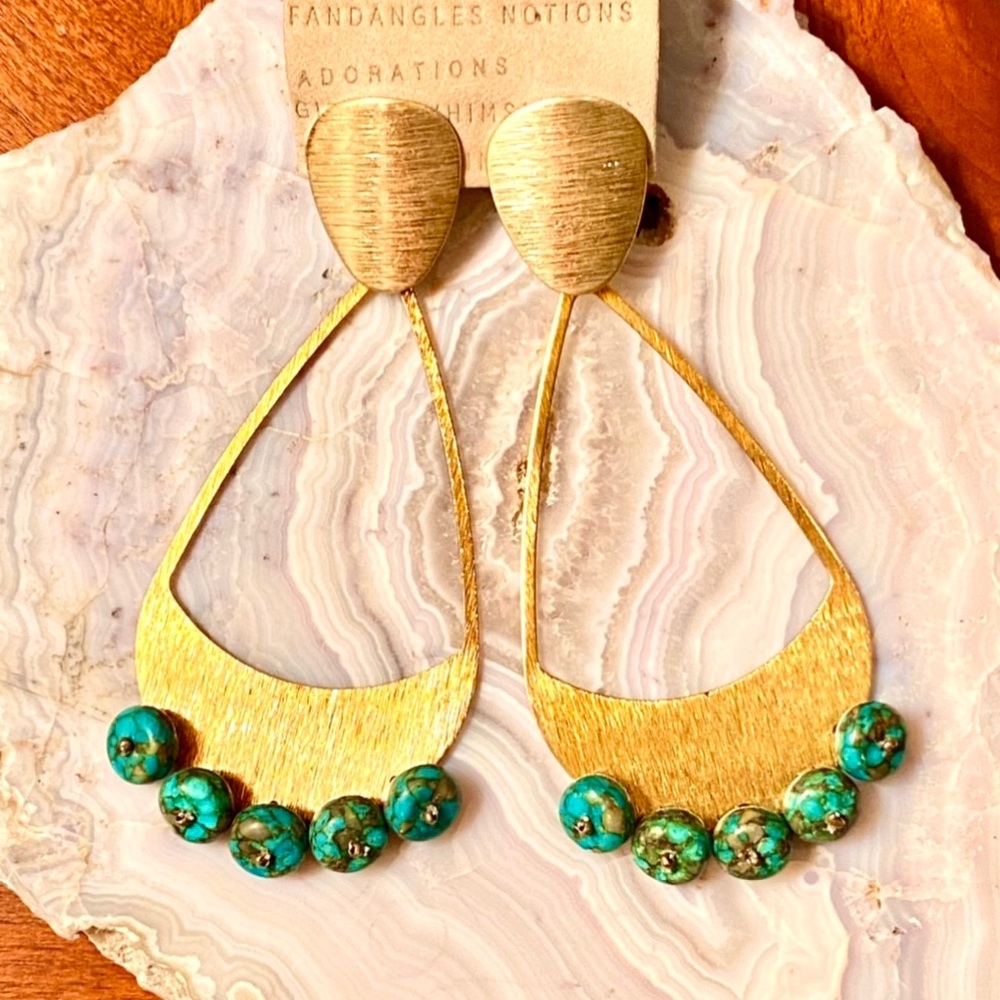 πΊπHPππΊ NWT Anthropologie Michaela Turquoise Chandeliers - Picture 8 of 16